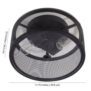 Safavieh ALBINA, 11.75" Matte Black Iron Flush Mount Light Fixture for Modern and Industrial Interiors FLU4006A