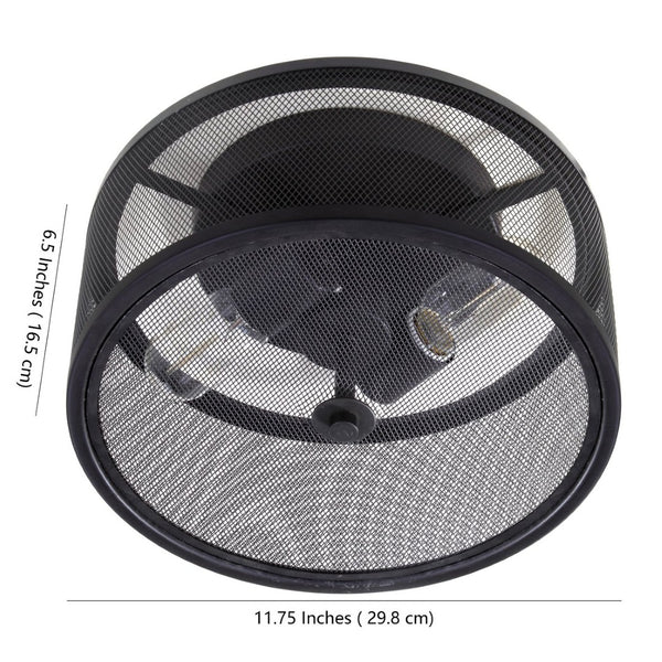 Safavieh ALBINA, 11.75" Matte Black Iron Flush Mount Light Fixture for Modern and Industrial Interiors FLU4006A