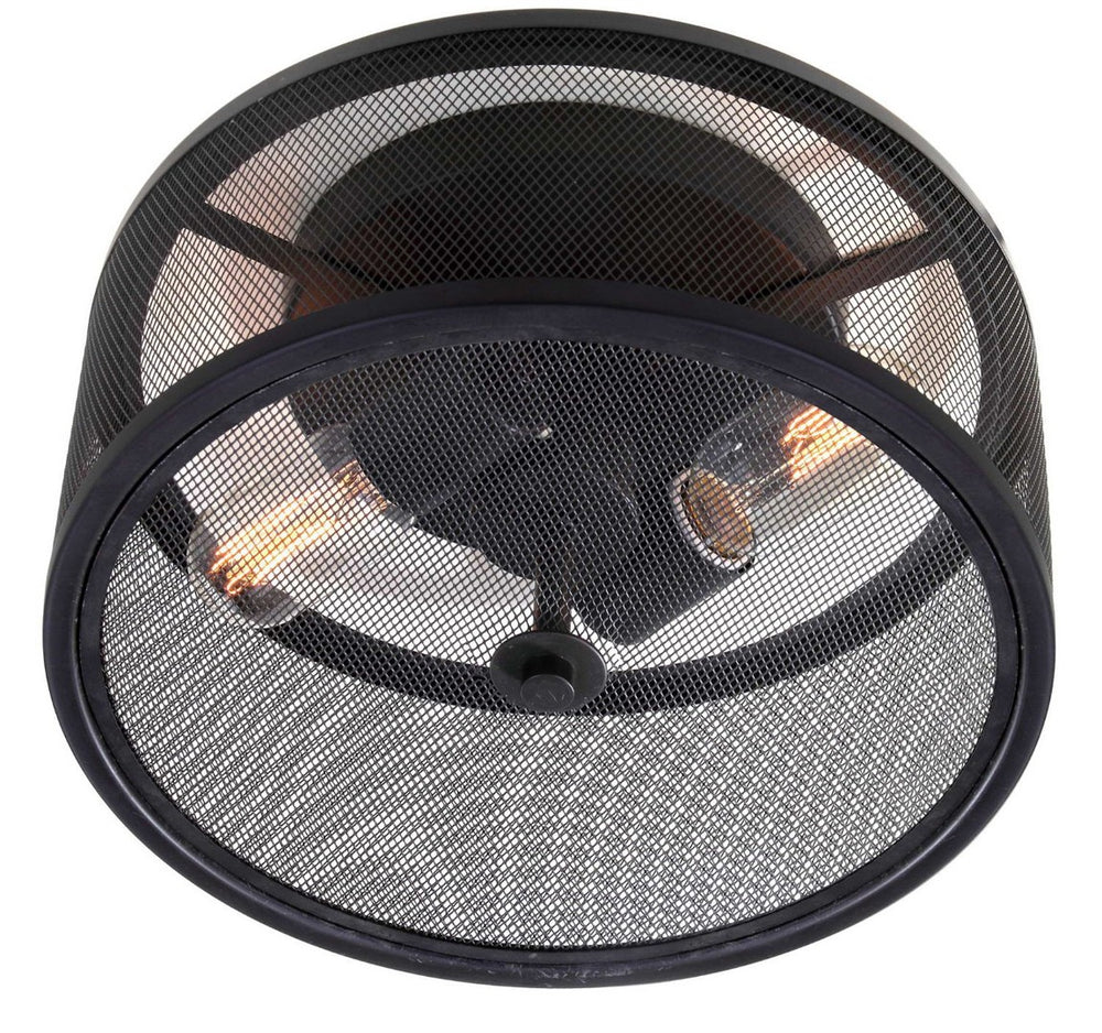 Safavieh ALBINA, 11.75" Matte Black Iron Flush Mount Light Fixture for Modern and Industrial Interiors FLU4006A