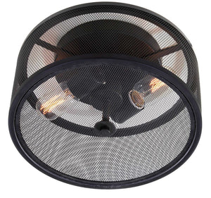 Safavieh ALBINA, 11.75" Matte Black Iron Flush Mount Light Fixture for Modern and Industrial Interiors FLU4006A