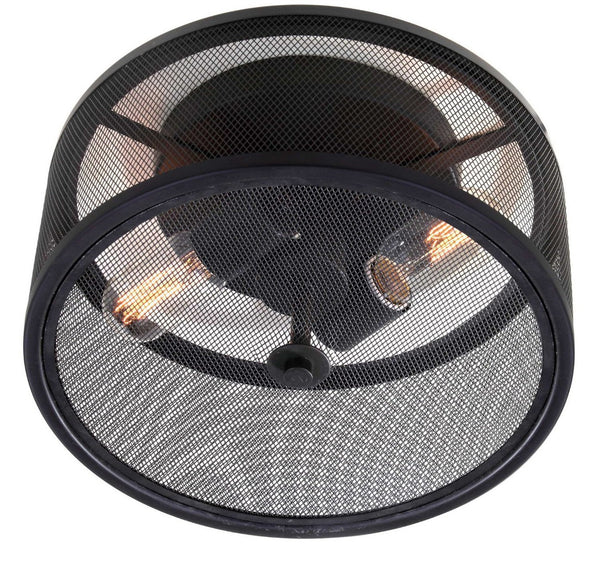 Safavieh ALBINA, 11.75" Matte Black Iron Flush Mount Light Fixture for Modern and Industrial Interiors FLU4006A