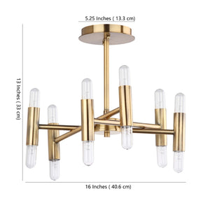 Safavieh FIDELMA, 16-Inch Gold Iron Flush Mount - Elegant Lighting for Modern & Traditional Spaces, Warm Glow FLU4008A