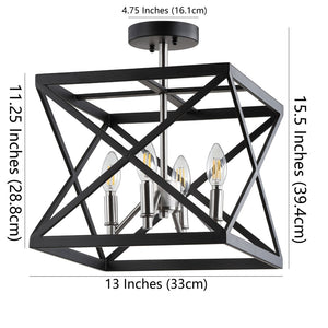 Safavieh MATIAS, 13-Inch Black Iron Flush Mount Light – Modern Ceiling Fixture for Stylish Home Illumination FLU4029A