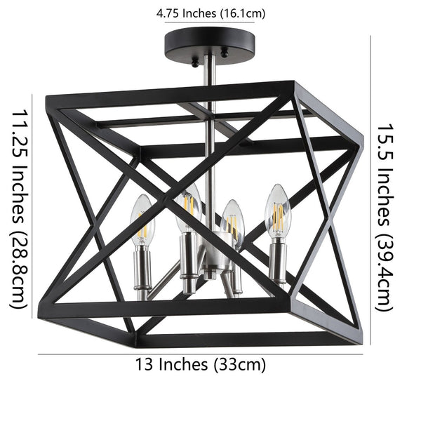 Safavieh MATIAS, 13-Inch Black Iron Flush Mount Light – Modern Ceiling Fixture for Stylish Home Illumination FLU4029A