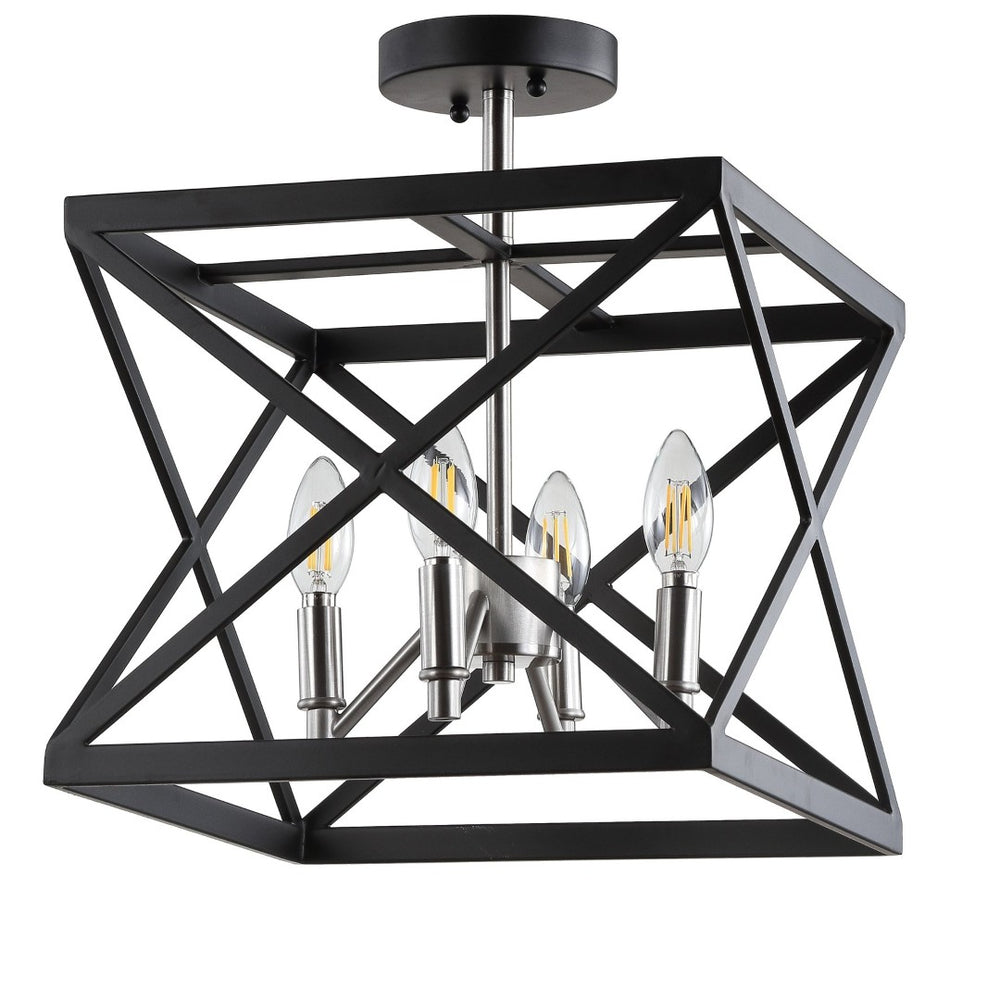 Safavieh MATIAS, 13-Inch Black Iron Flush Mount Light – Modern Ceiling Fixture for Stylish Home Illumination FLU4029A