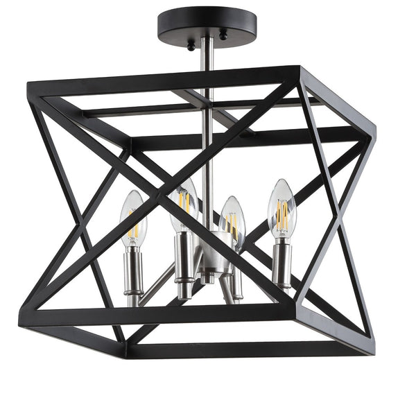 Safavieh MATIAS, 13-Inch Black Iron Flush Mount Light – Modern Ceiling Fixture for Stylish Home Illumination FLU4029A