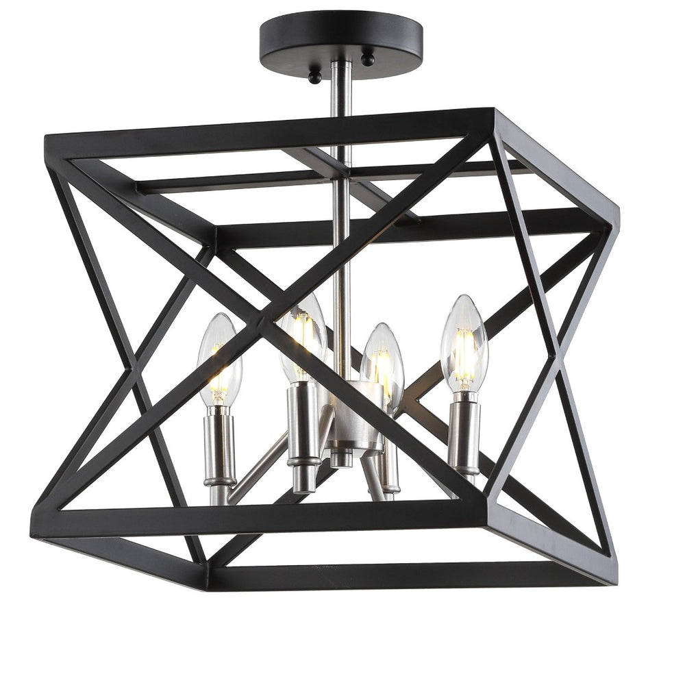 Safavieh MATIAS, 13-Inch Black Iron Flush Mount Light – Modern Ceiling Fixture for Stylish Home Illumination FLU4029A