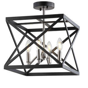 Safavieh MATIAS, 13-Inch Black Iron Flush Mount Light – Modern Ceiling Fixture for Stylish Home Illumination FLU4029A