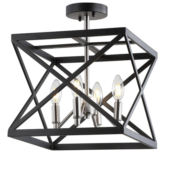 Safavieh MATIAS, 13-Inch Black Iron Flush Mount Light – Modern Ceiling Fixture for Stylish Home Illumination FLU4029A