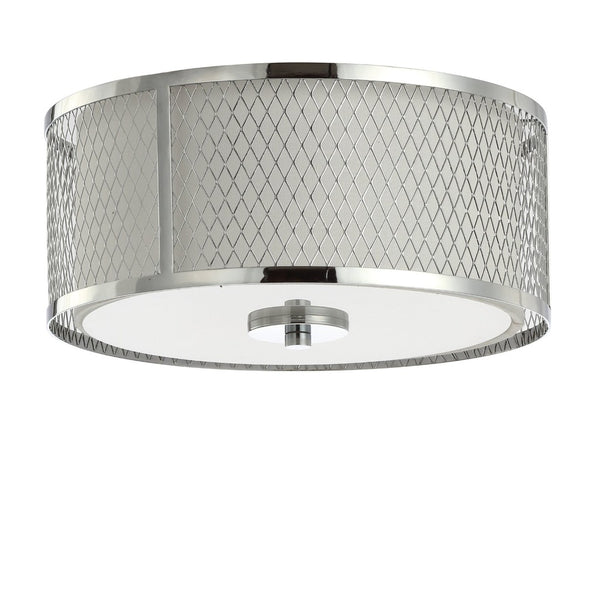 Safavieh BRAYDON, 12-Inch Chrome Flush Mount Lighting Fixture for Modern Spaces - Stylish Metal & Glass Design FLU4031A