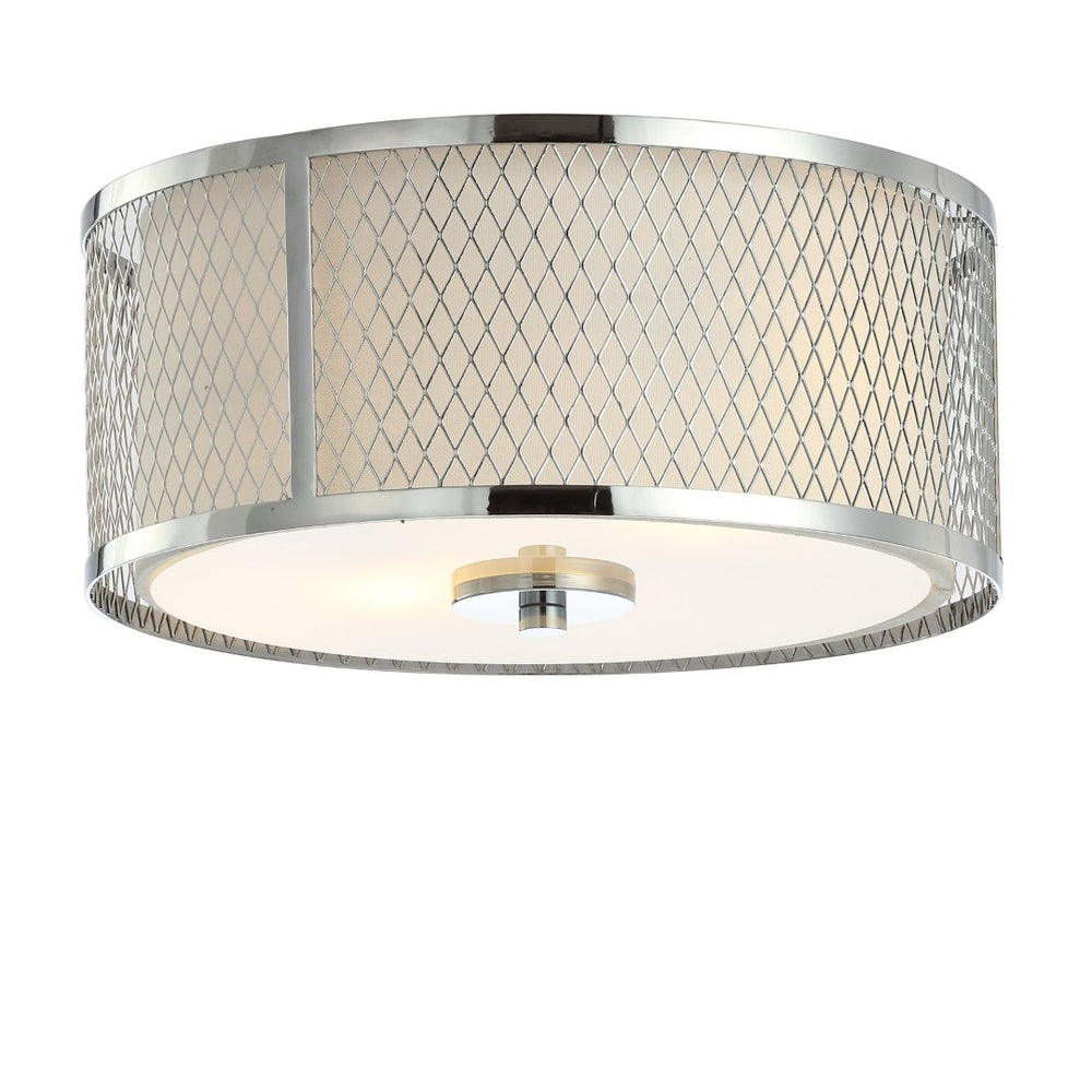 Safavieh BRAYDON, 12-Inch Chrome Flush Mount Lighting Fixture for Modern Spaces - Stylish Metal & Glass Design FLU4031A