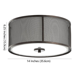 Safavieh LAYNE, 14-Inch Brass and Iron Flush Mount Light Fixture with Fabric Shade for Stylish Illumination FLU4035A
