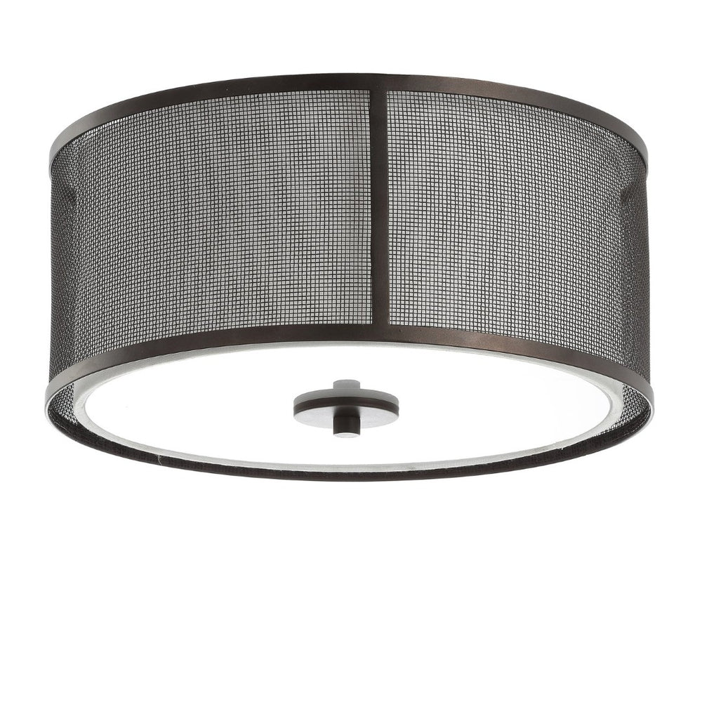 Safavieh LAYNE, 14-Inch Brass and Iron Flush Mount Light Fixture with Fabric Shade for Stylish Illumination FLU4035A