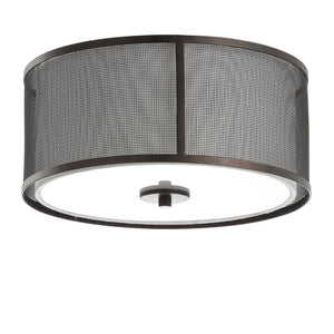 Safavieh LAYNE, 14-Inch Brass and Iron Flush Mount Light Fixture with Fabric Shade for Stylish Illumination FLU4035A
