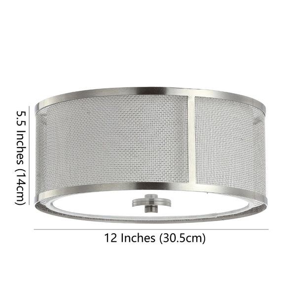 Safavieh ELDON, 12-Inch Bronze Flush Mount Light Fixture with Fabric Shade for Warm, Inviting Illumination FLU4038A