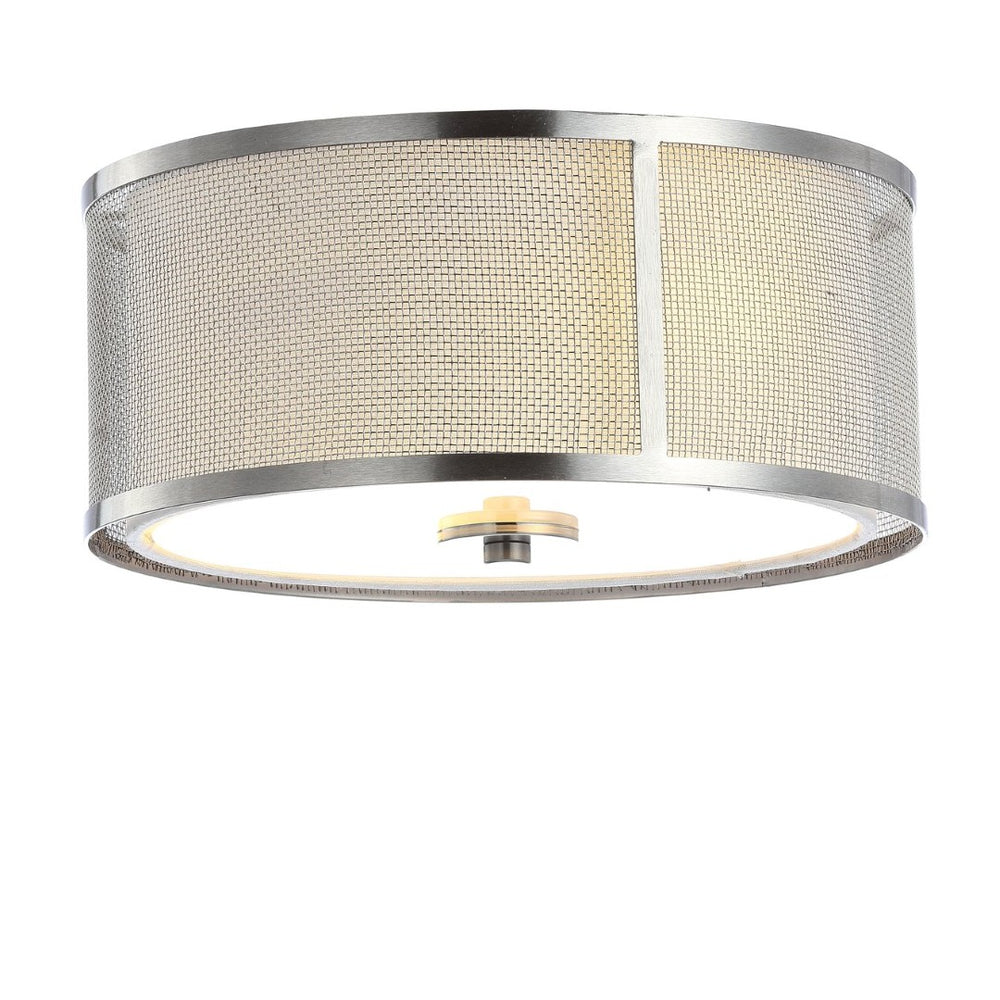Safavieh ELDON, 12-Inch Bronze Flush Mount Light Fixture with Fabric Shade for Warm, Inviting Illumination FLU4038A