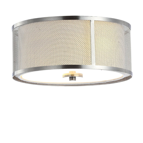 Safavieh ELDON, 12-Inch Bronze Flush Mount Light Fixture with Fabric Shade for Warm, Inviting Illumination FLU4038A