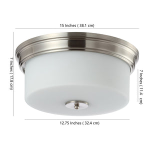 Safavieh DALEN, DALEN 15-Inch White Glass & Iron Flush Mount Light - Modern, Minimalist Ceiling Fixture for Any Room FLU4041A
