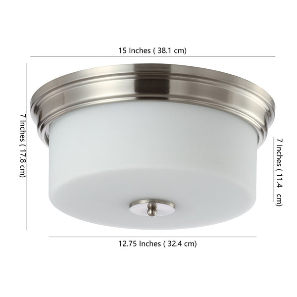 Safavieh DALEN, DALEN 15-Inch White Glass & Iron Flush Mount Light - Modern, Minimalist Ceiling Fixture for Any Room FLU4041A