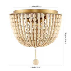 Safavieh LORIS, 2-Light Crème Flush Mount Fixture - Elegant Solid Wood & Iron Design for Every Room FLU4044A