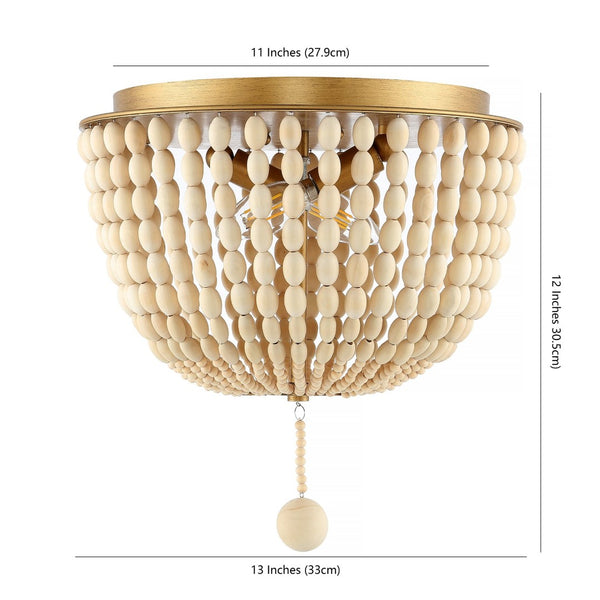 Safavieh LORIS, 2-Light Crème Flush Mount Fixture - Elegant Solid Wood & Iron Design for Every Room FLU4044A