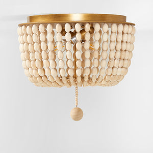 Safavieh LORIS, 2-Light Crème Flush Mount Fixture - Elegant Solid Wood & Iron Design for Every Room FLU4044A
