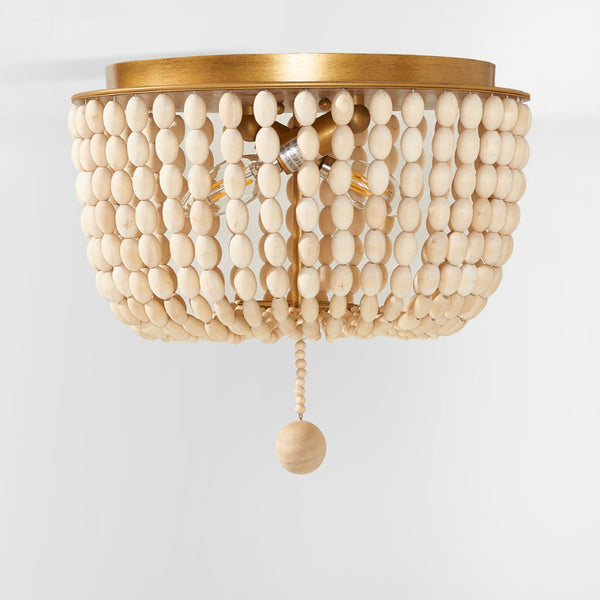 Safavieh LORIS, 2-Light Crème Flush Mount Fixture - Elegant Solid Wood & Iron Design for Every Room FLU4044A