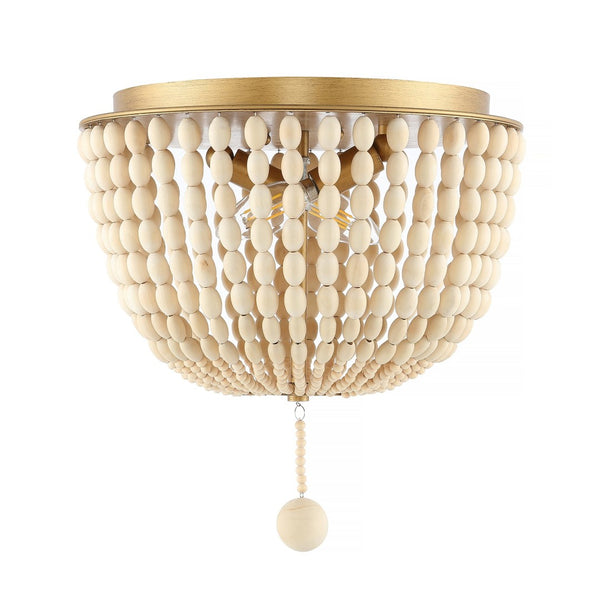 Safavieh LORIS, 2-Light Crème Flush Mount Fixture - Elegant Solid Wood & Iron Design for Every Room FLU4044A