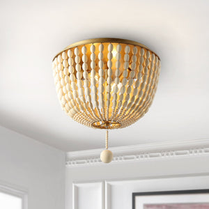 Safavieh LORIS, 2-Light Crème Flush Mount Fixture - Elegant Solid Wood & Iron Design for Every Room FLU4044A
