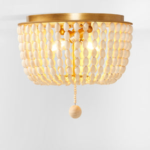 Safavieh LORIS, 2-Light Crème Flush Mount Fixture - Elegant Solid Wood & Iron Design for Every Room FLU4044A