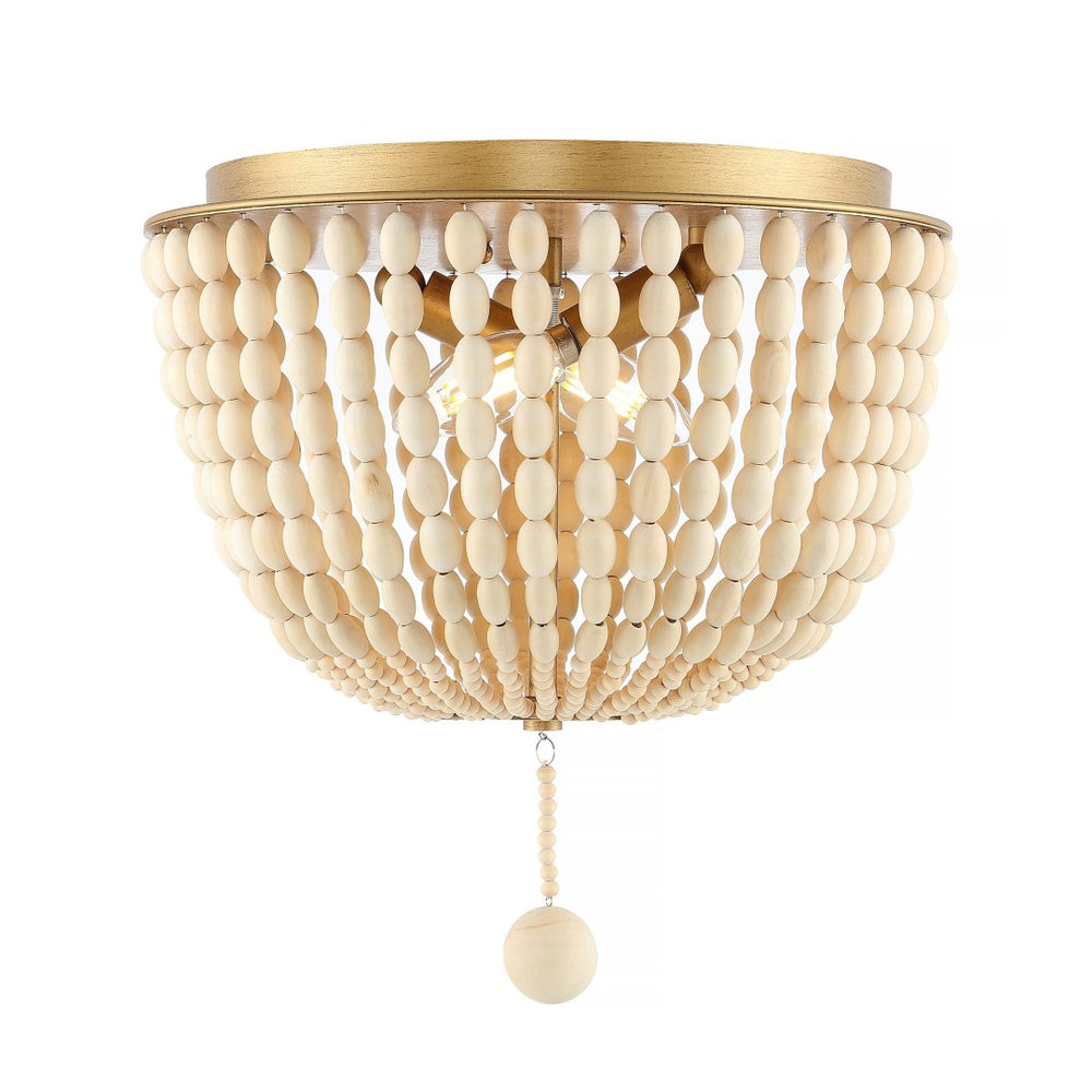 Safavieh LORIS, 2-Light Crème Flush Mount Fixture - Elegant Solid Wood & Iron Design for Every Room FLU4044A