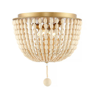 Safavieh LORIS, 2-Light Crème Flush Mount Fixture - Elegant Solid Wood & Iron Design for Every Room FLU4044A
