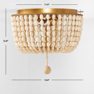 Safavieh LORIS, 2-Light Crème Flush Mount Fixture - Elegant Solid Wood & Iron Design for Every Room FLU4044A