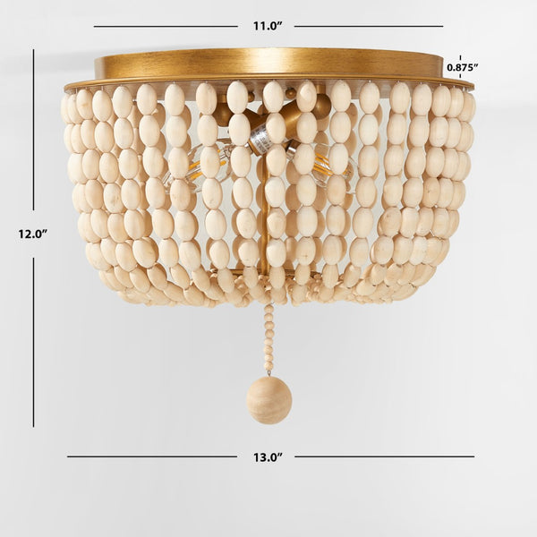 Safavieh LORIS, 2-Light Crème Flush Mount Fixture - Elegant Solid Wood & Iron Design for Every Room FLU4044A