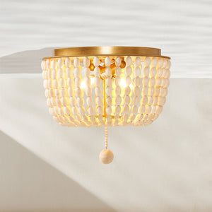 Safavieh LORIS, 2-Light Crème Flush Mount Fixture - Elegant Solid Wood & Iron Design for Every Room FLU4044A