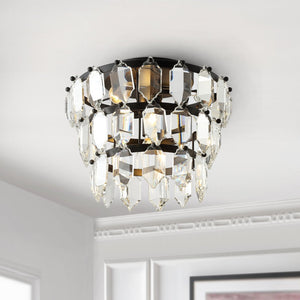 Safavieh GORSON, 3-Light Flush Mount with Crystal Accents - Modern Black Metal Fixture for Low Ceilings FLU4045A