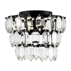 Safavieh GORSON, 3-Light Flush Mount with Crystal Accents - Modern Black Metal Fixture for Low Ceilings FLU4045A