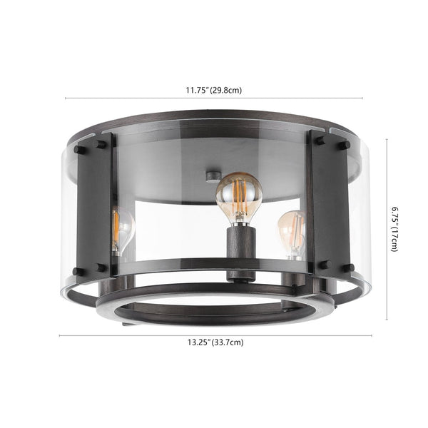 Safavieh OLEN Flush Mount Light Fixture - Modern Chrome & Black Design, Low-Profile Illumination for Any Space FLU4046A