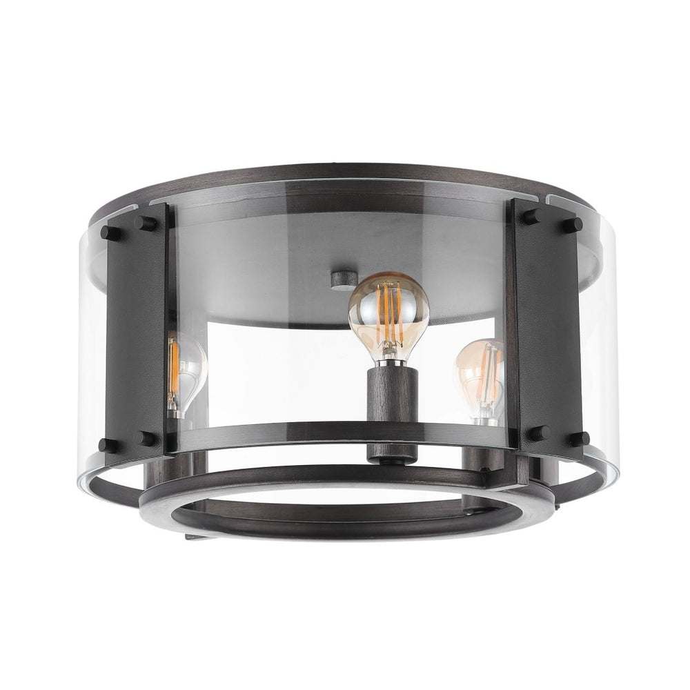 Safavieh OLEN Flush Mount Light Fixture - Modern Chrome & Black Design, Low-Profile Illumination for Any Space FLU4046A