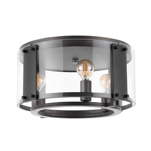 Safavieh OLEN Flush Mount Light Fixture - Modern Chrome & Black Design, Low-Profile Illumination for Any Space FLU4046A