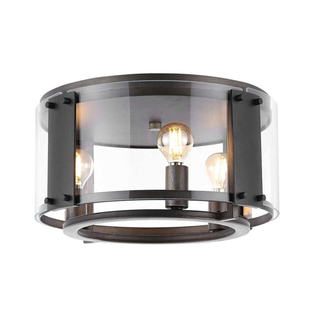 Safavieh OLEN Flush Mount Light Fixture - Modern Chrome & Black Design, Low-Profile Illumination for Any Space FLU4046A