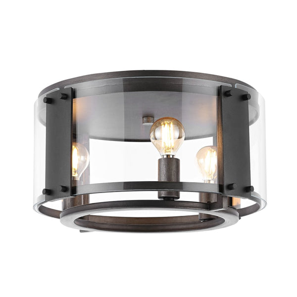 Safavieh OLEN Flush Mount Light Fixture - Modern Chrome & Black Design, Low-Profile Illumination for Any Space FLU4046A
