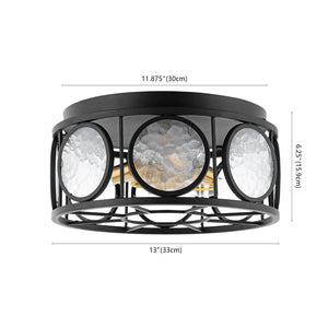 Safavieh ANDER, 3-Light Flush Mount Fixture - Modern Matte Black & Frosted Glass Design for Stylish Illumination FLU4047A