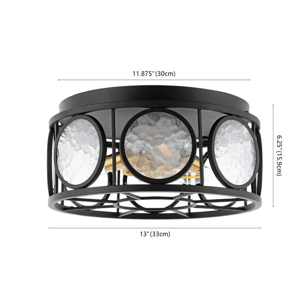 Safavieh ANDER, 3-Light Flush Mount Fixture - Modern Matte Black & Frosted Glass Design for Stylish Illumination FLU4047A