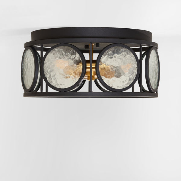 Safavieh ANDER, 3-Light Flush Mount Fixture - Modern Matte Black & Frosted Glass Design for Stylish Illumination FLU4047A