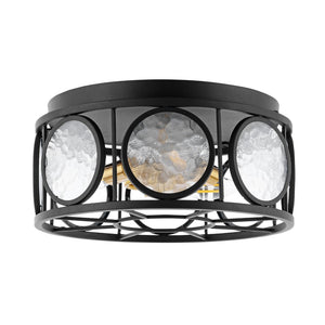 Safavieh ANDER, 3-Light Flush Mount Fixture - Modern Matte Black & Frosted Glass Design for Stylish Illumination FLU4047A