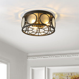 Safavieh ANDER, 3-Light Flush Mount Fixture - Modern Matte Black & Frosted Glass Design for Stylish Illumination FLU4047A