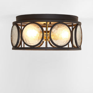 Safavieh ANDER, 3-Light Flush Mount Fixture - Modern Matte Black & Frosted Glass Design for Stylish Illumination FLU4047A