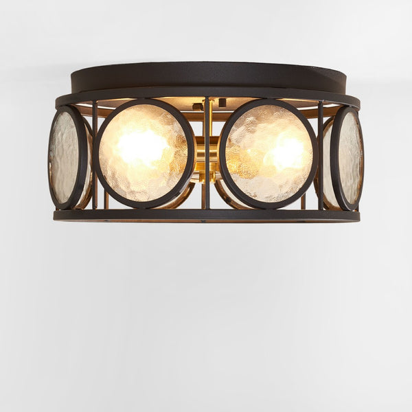 Safavieh ANDER, 3-Light Flush Mount Fixture - Modern Matte Black & Frosted Glass Design for Stylish Illumination FLU4047A