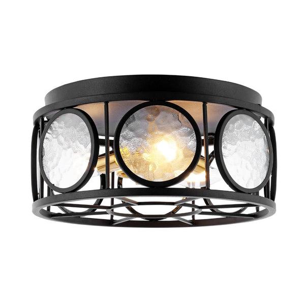 Safavieh ANDER, 3-Light Flush Mount Fixture - Modern Matte Black & Frosted Glass Design for Stylish Illumination FLU4047A